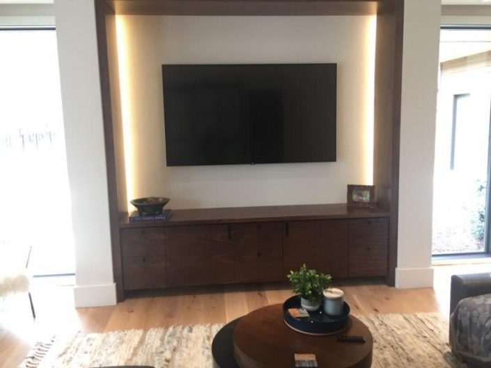 Backlit Home Entertainment Center & Cabinets By Garner Woodworks