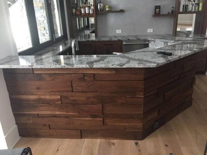 Custom Built Wood & Marble Bar Created By Garner Woodworks